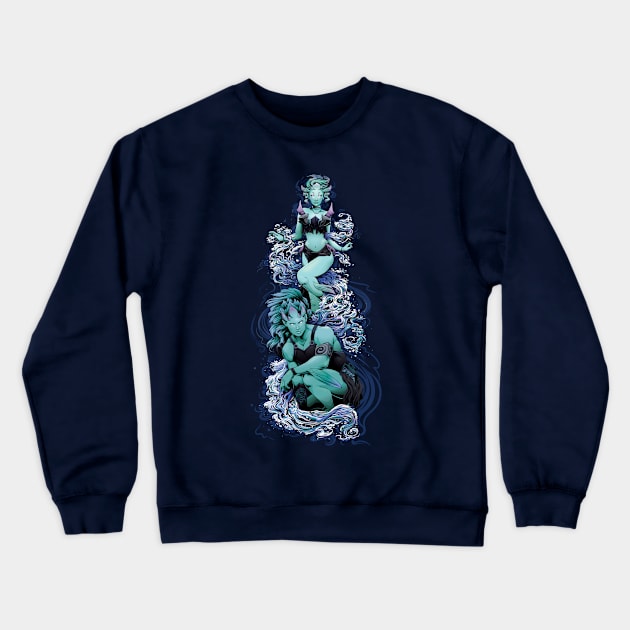 Warriors of Water - Mermaid and Merman Crewneck Sweatshirt by redappletees